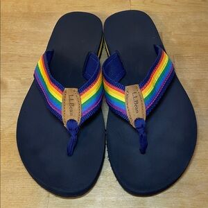 L. L. Bean Rainbow Strap Thong Flip Flop Beach summer sandals women’s size 7